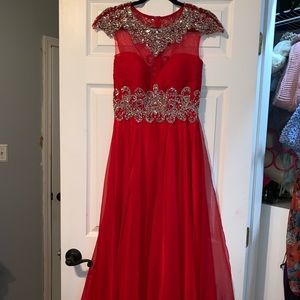 Red chiffon prom/pageant dress